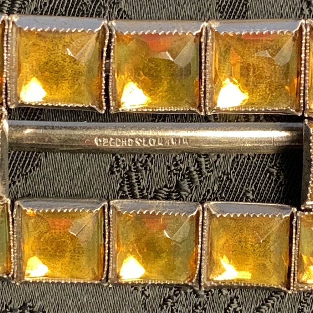 Antique Rectangular Gold Rhinestone Buckle/Scarf … - image 2